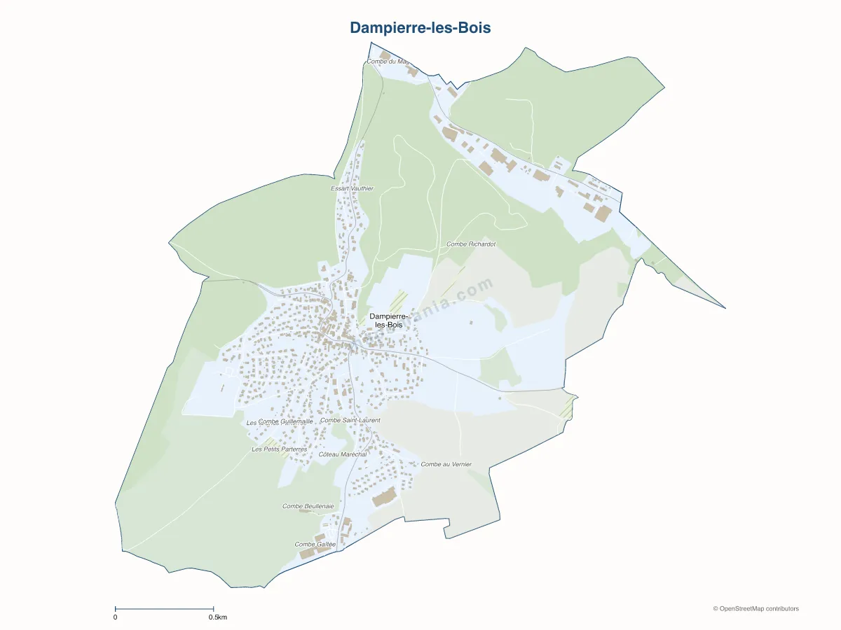 Carte de Dampierre-les-Bois à personnaliser