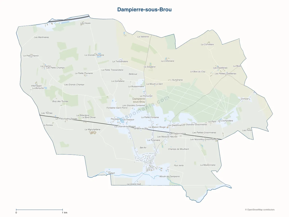 Carte de Dampierre-sous-Brou à personnaliser