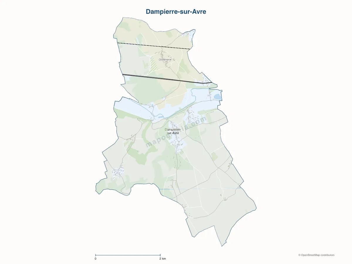Carte de Dampierre-sur-Avre à personnaliser