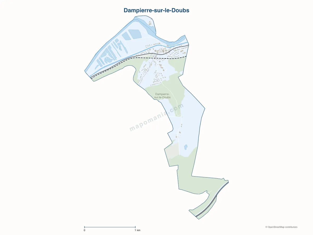 Carte de Dampierre-sur-le-Doubs à personnaliser