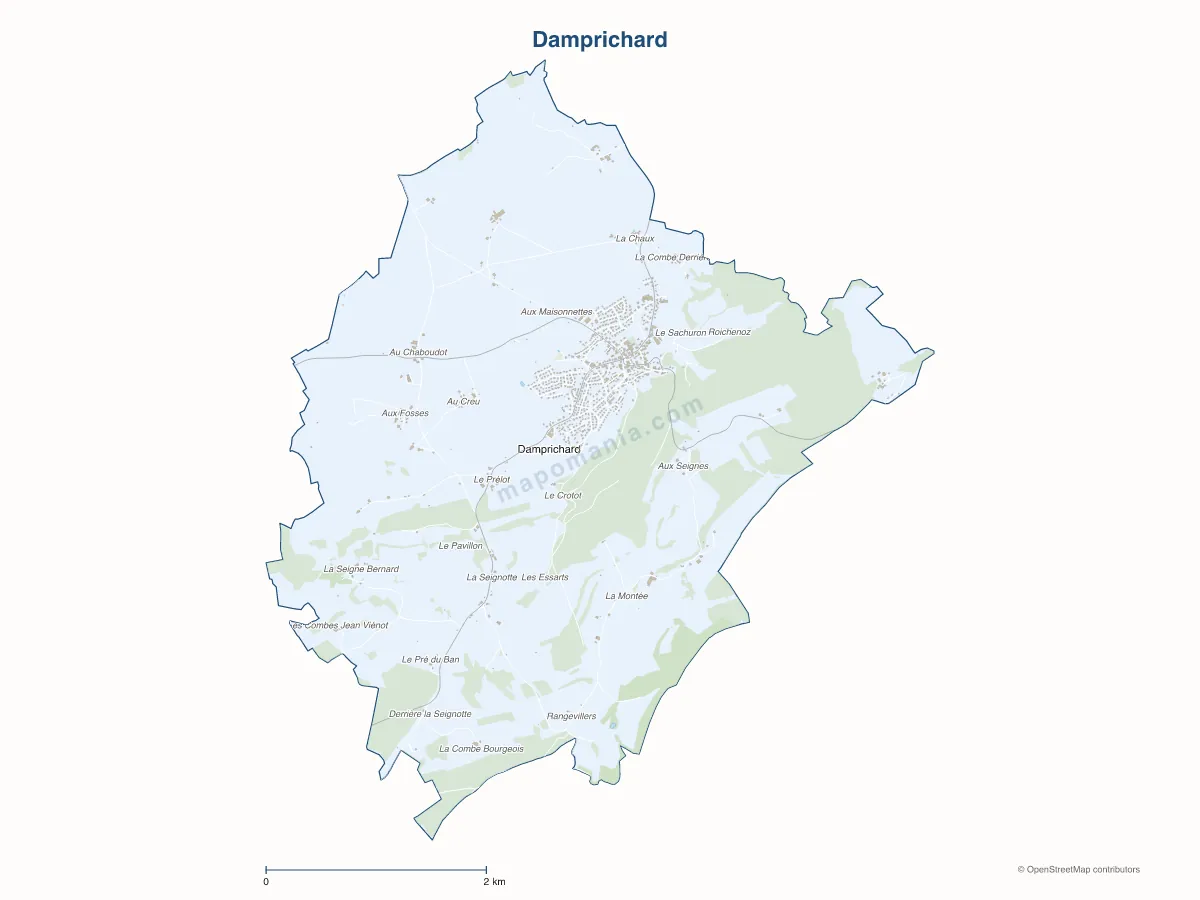 Carte de Damprichard à personnaliser
