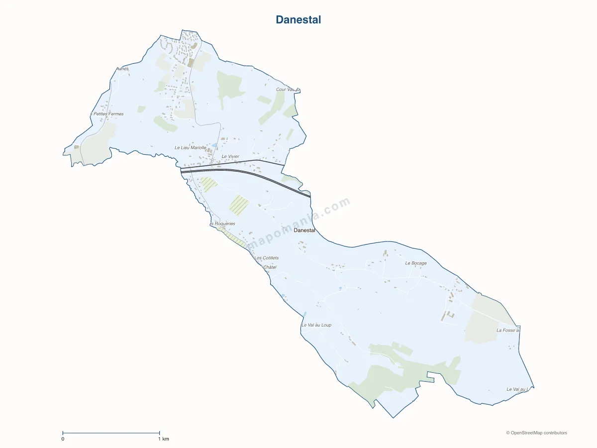 Carte de Danestal à personnaliser