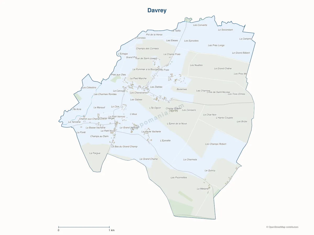 Carte de Davrey à personnaliser