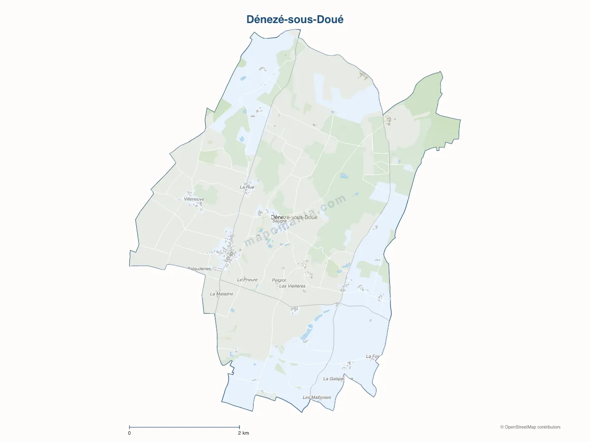Carte de Dénezé-sous-Doué à personnaliser