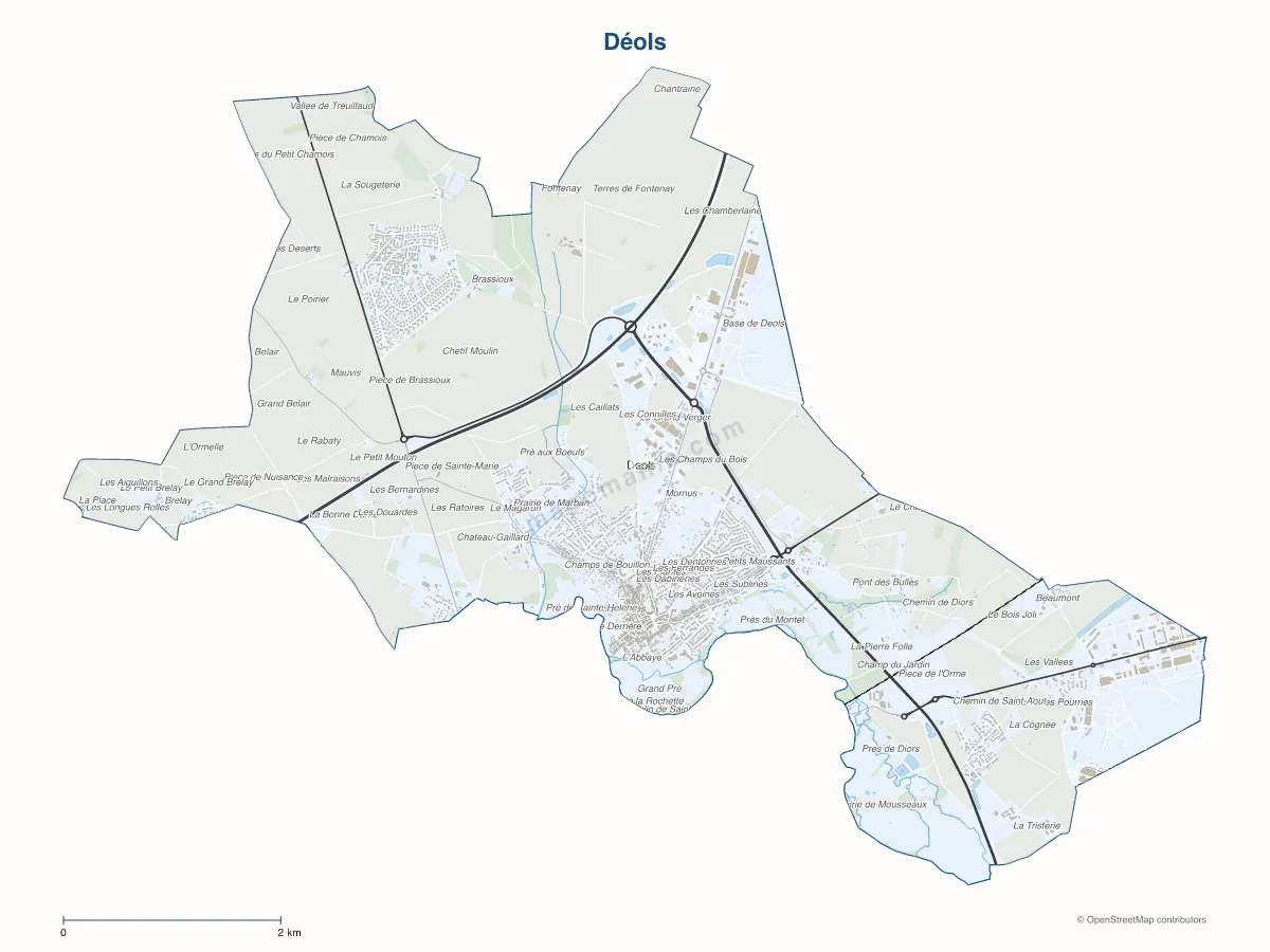 Carte de Déols à personnaliser