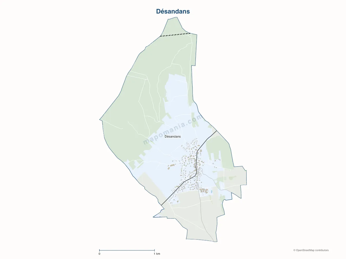 Carte de Désandans à personnaliser