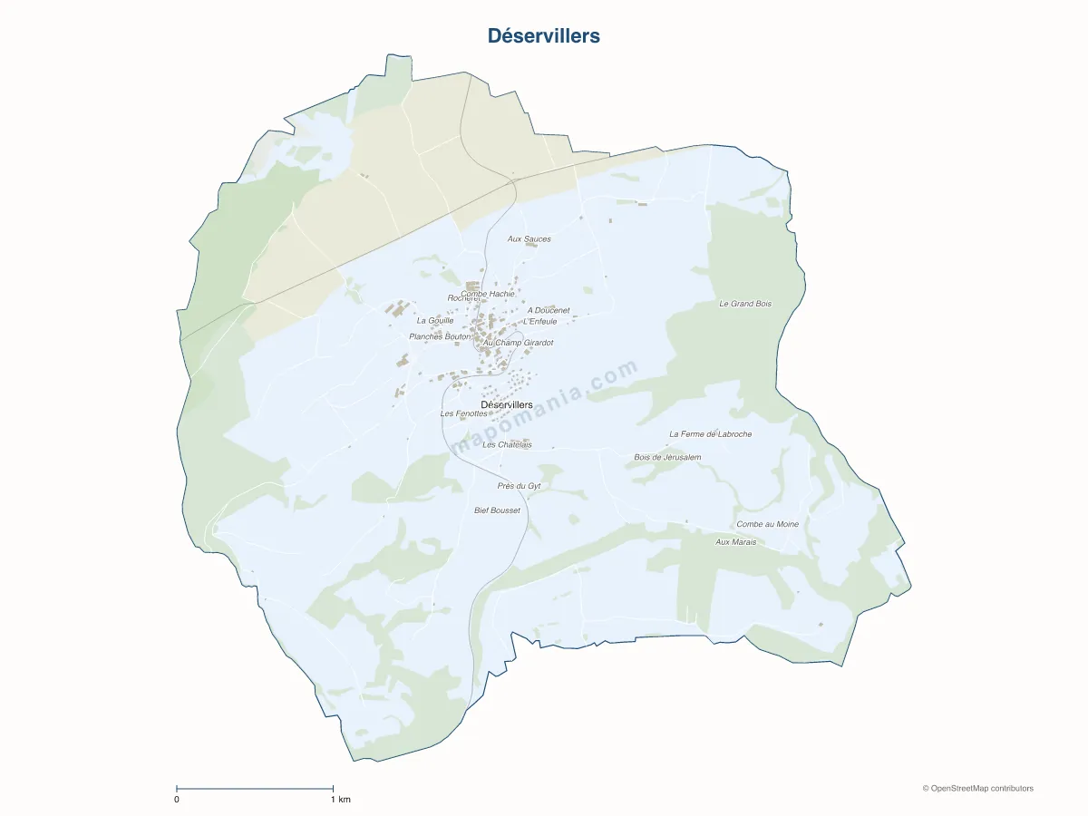 Carte de Déservillers à personnaliser