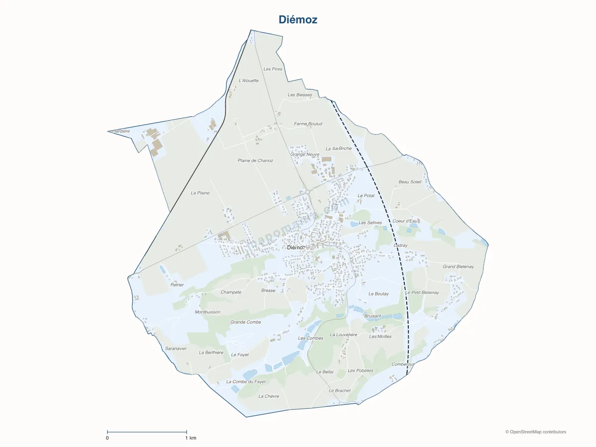 Carte de Diémoz à personnaliser