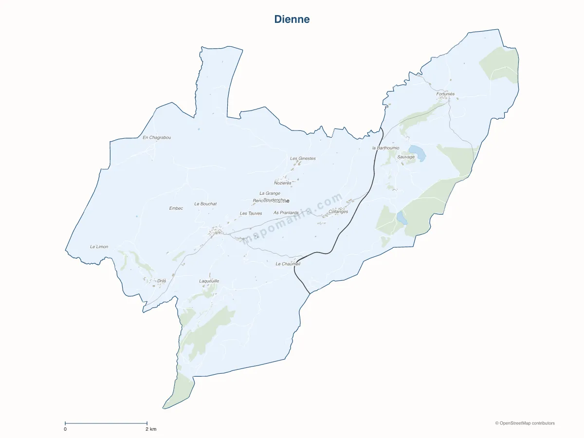 Carte de Dienne à personnaliser