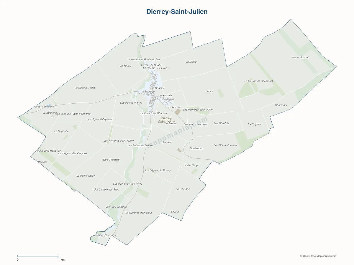 Carte de Dierrey-Saint-Julien à personnaliser