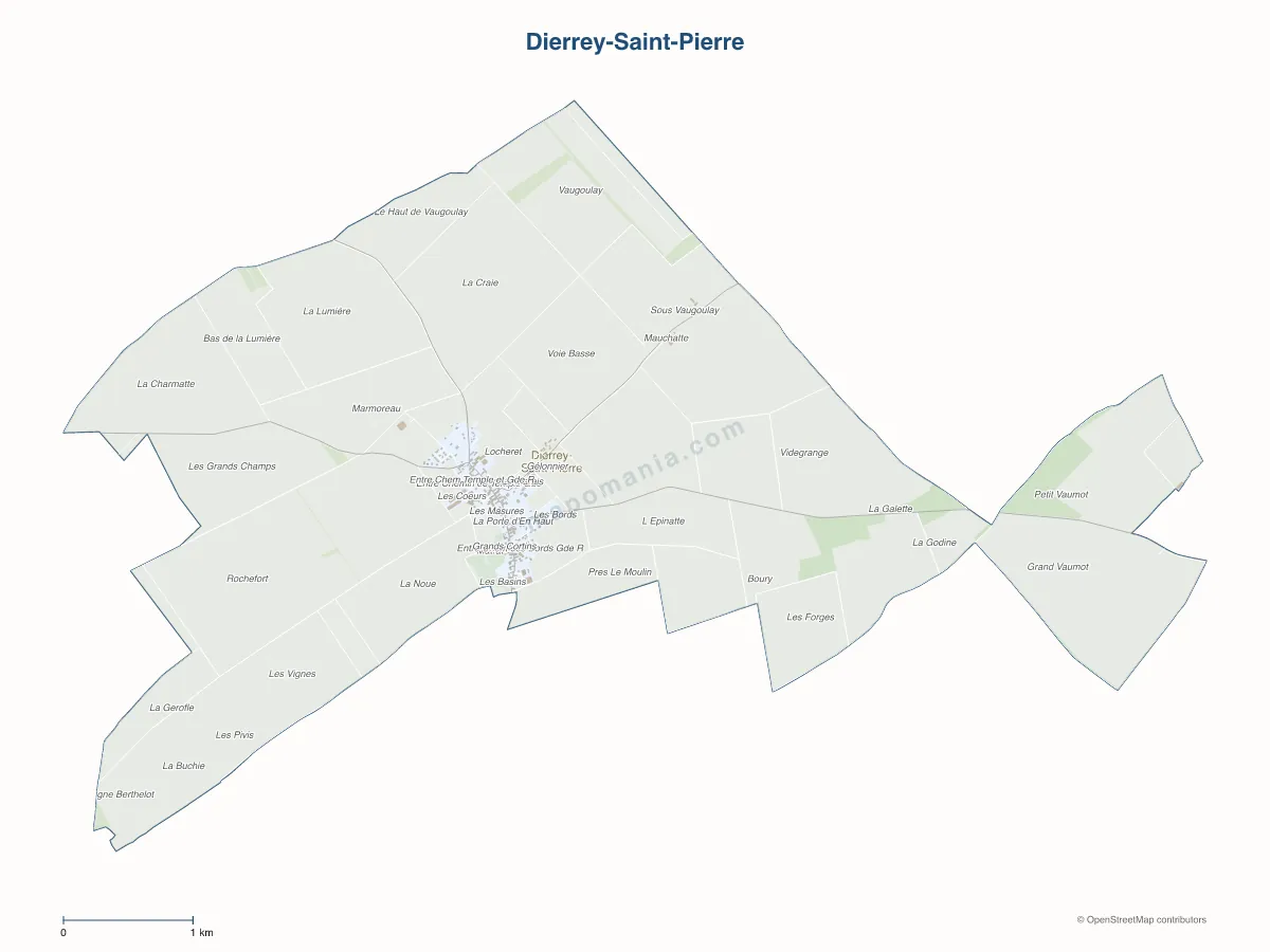 Carte de Dierrey-Saint-Pierre à personnaliser