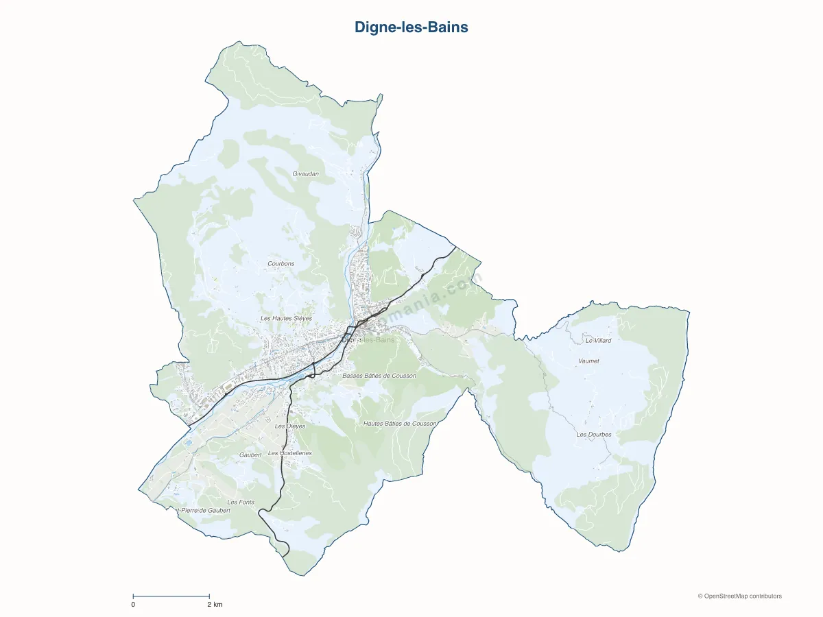 Carte de Digne-les-Bains à personnaliser