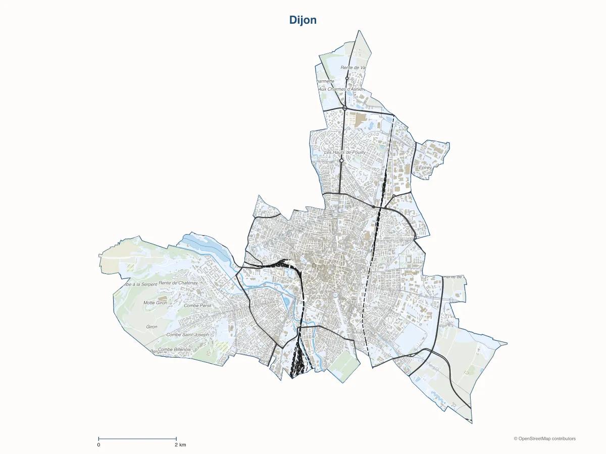 Carte de Dijon à personnaliser