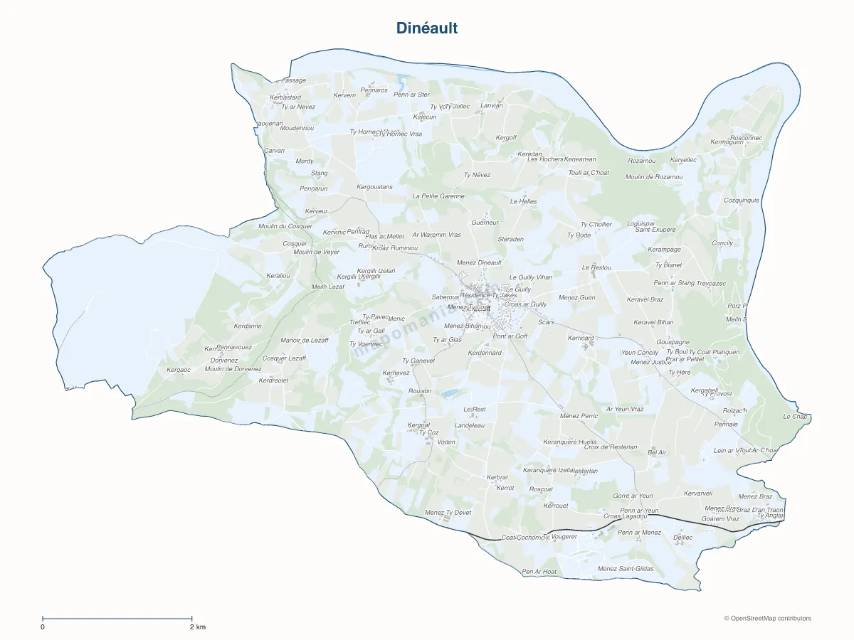 Carte de Dinéault à personnaliser