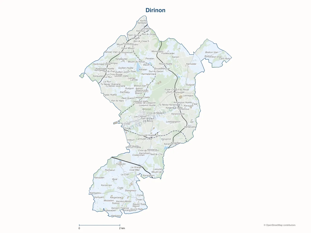 Carte de Dirinon à personnaliser