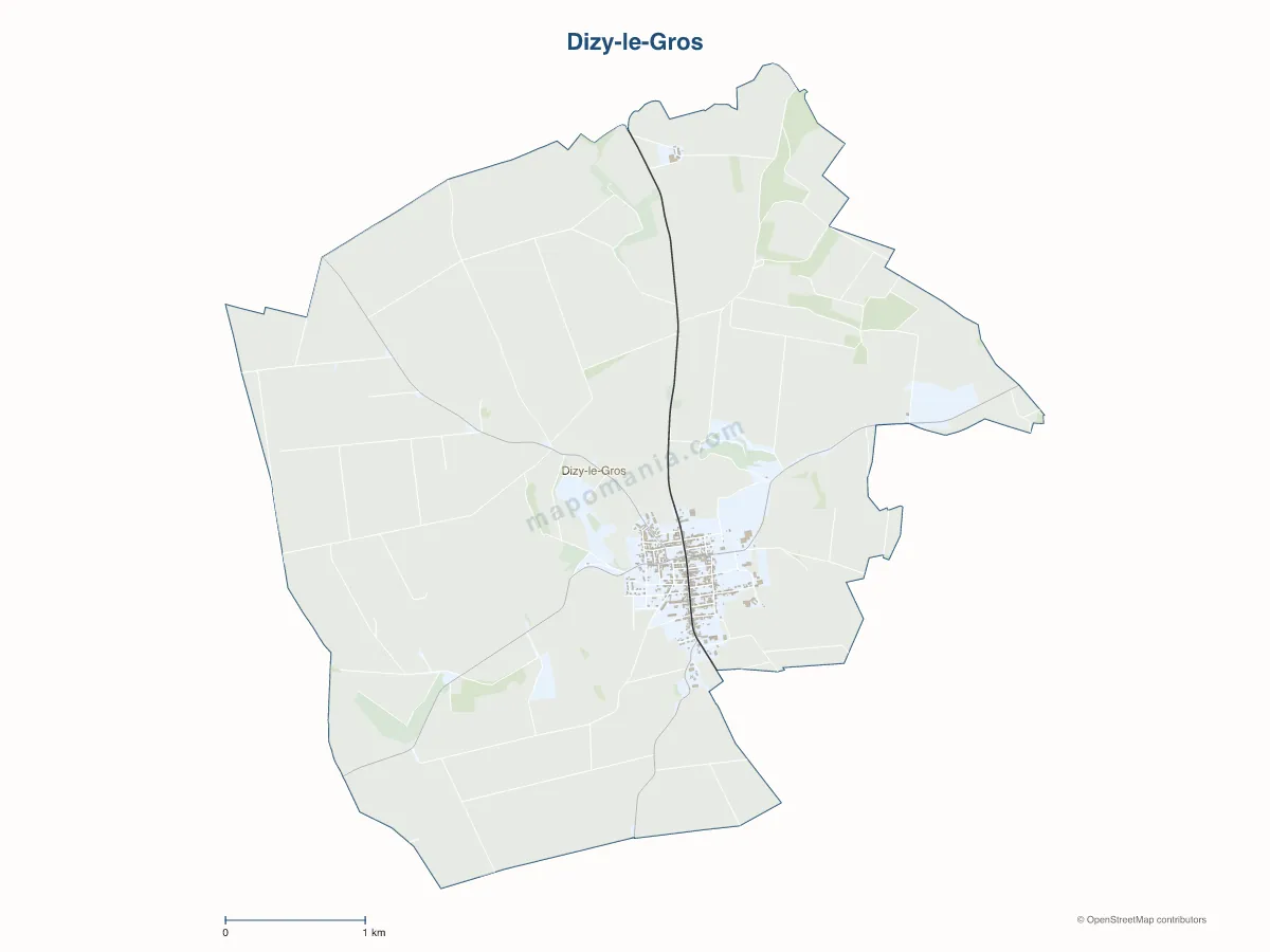 Carte de Dizy-le-Gros à personnaliser