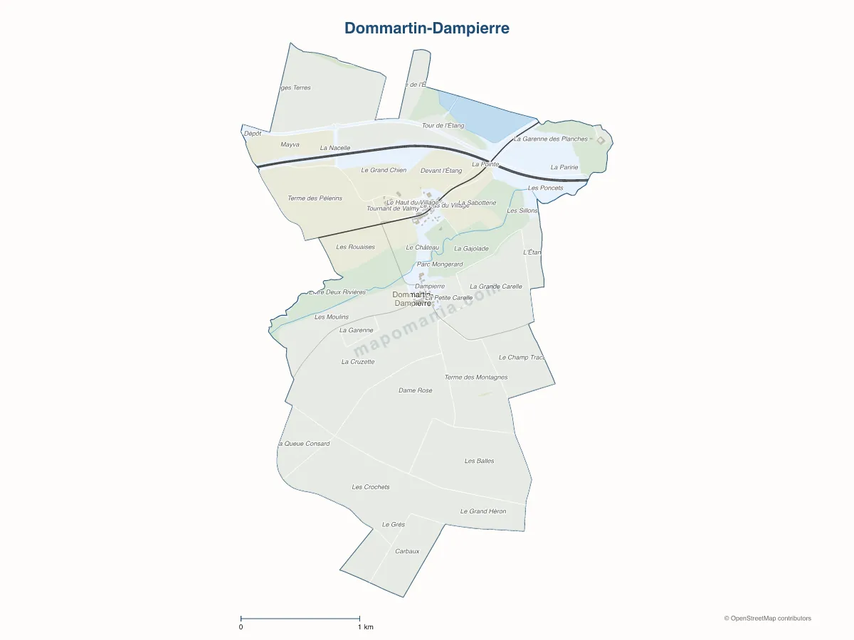 Carte de Dommartin-Dampierre à personnaliser