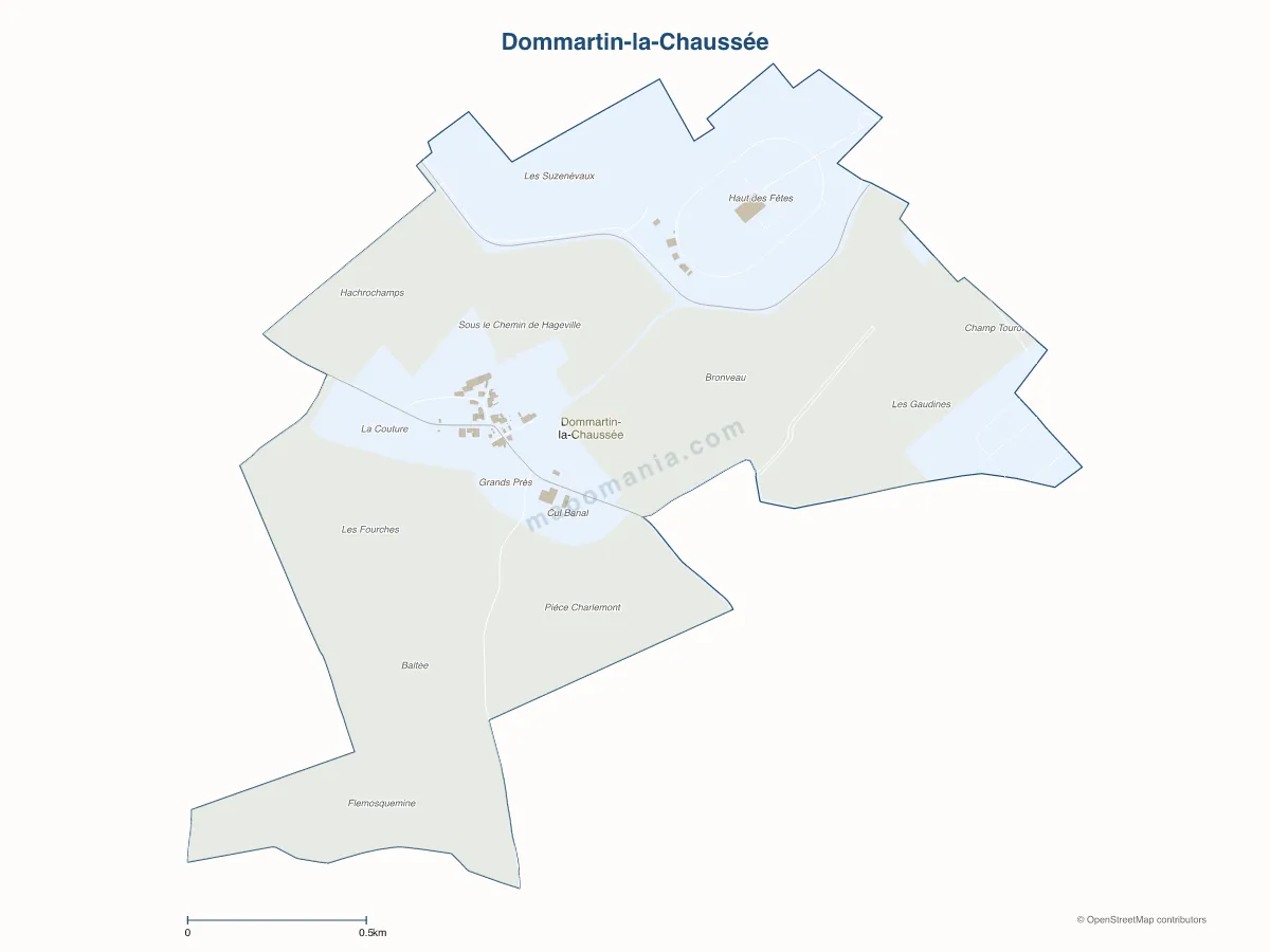 Carte de Dommartin-la-Chaussée à personnaliser