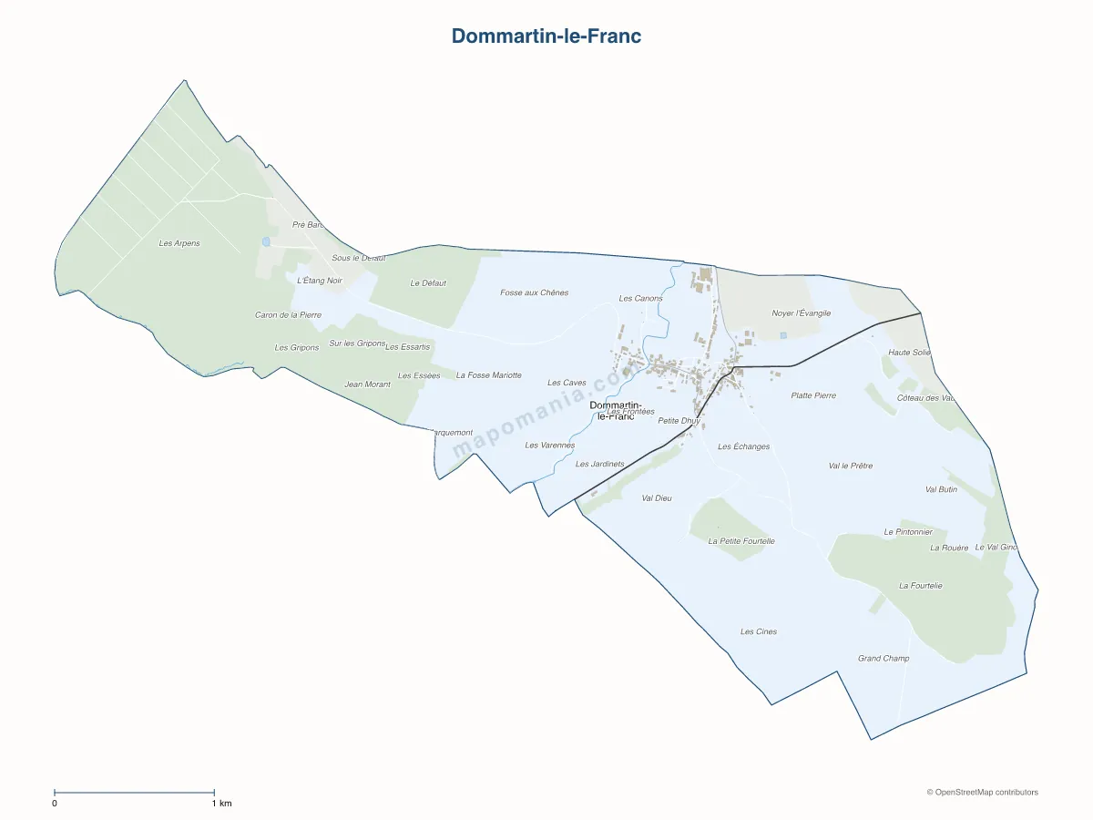 Carte de Dommartin-le-Franc à personnaliser