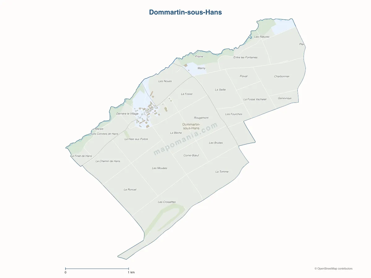 Carte de Dommartin-sous-Hans à personnaliser