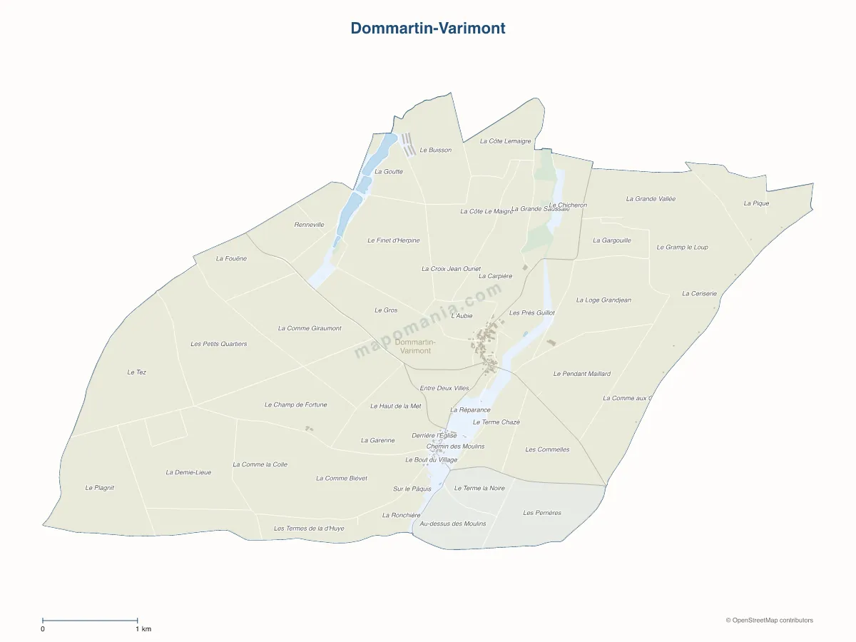 Carte de Dommartin-Varimont à personnaliser