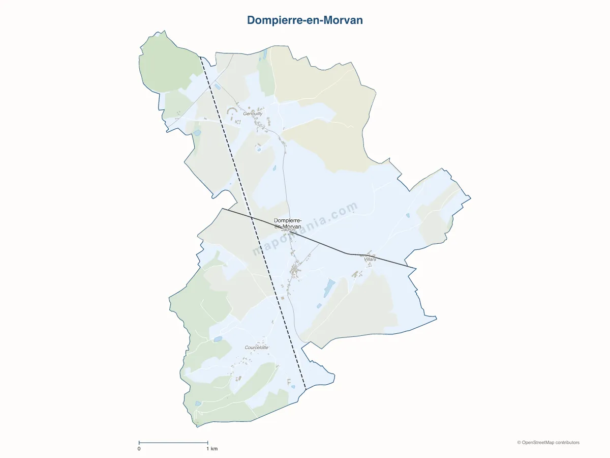 Carte de Dompierre-en-Morvan à personnaliser