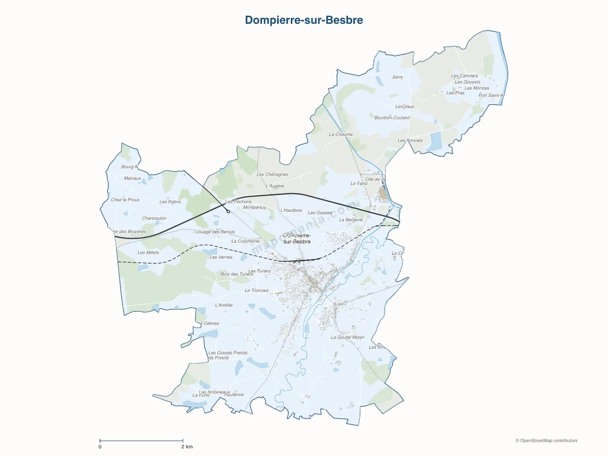 Carte de Dompierre-sur-Besbre à personnaliser