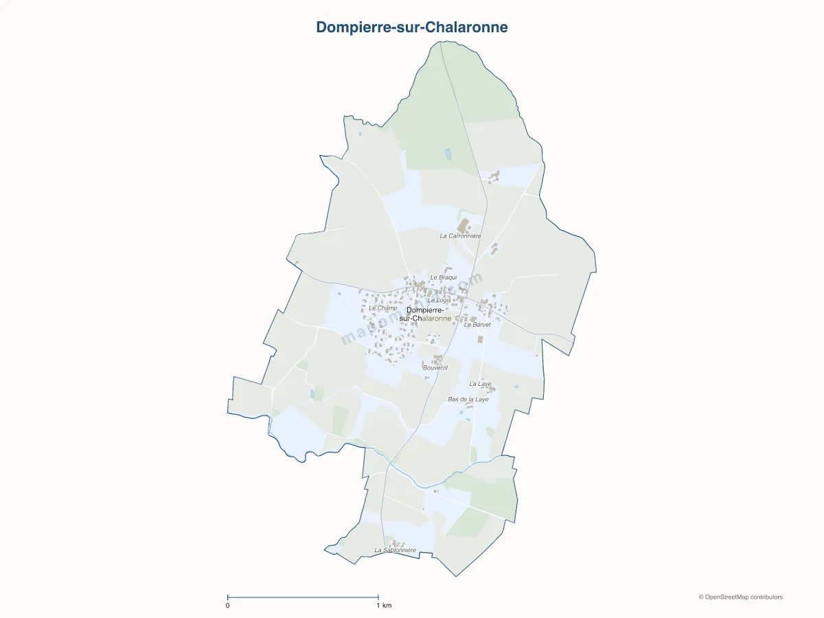 Carte de Dompierre-sur-Chalaronne à personnaliser
