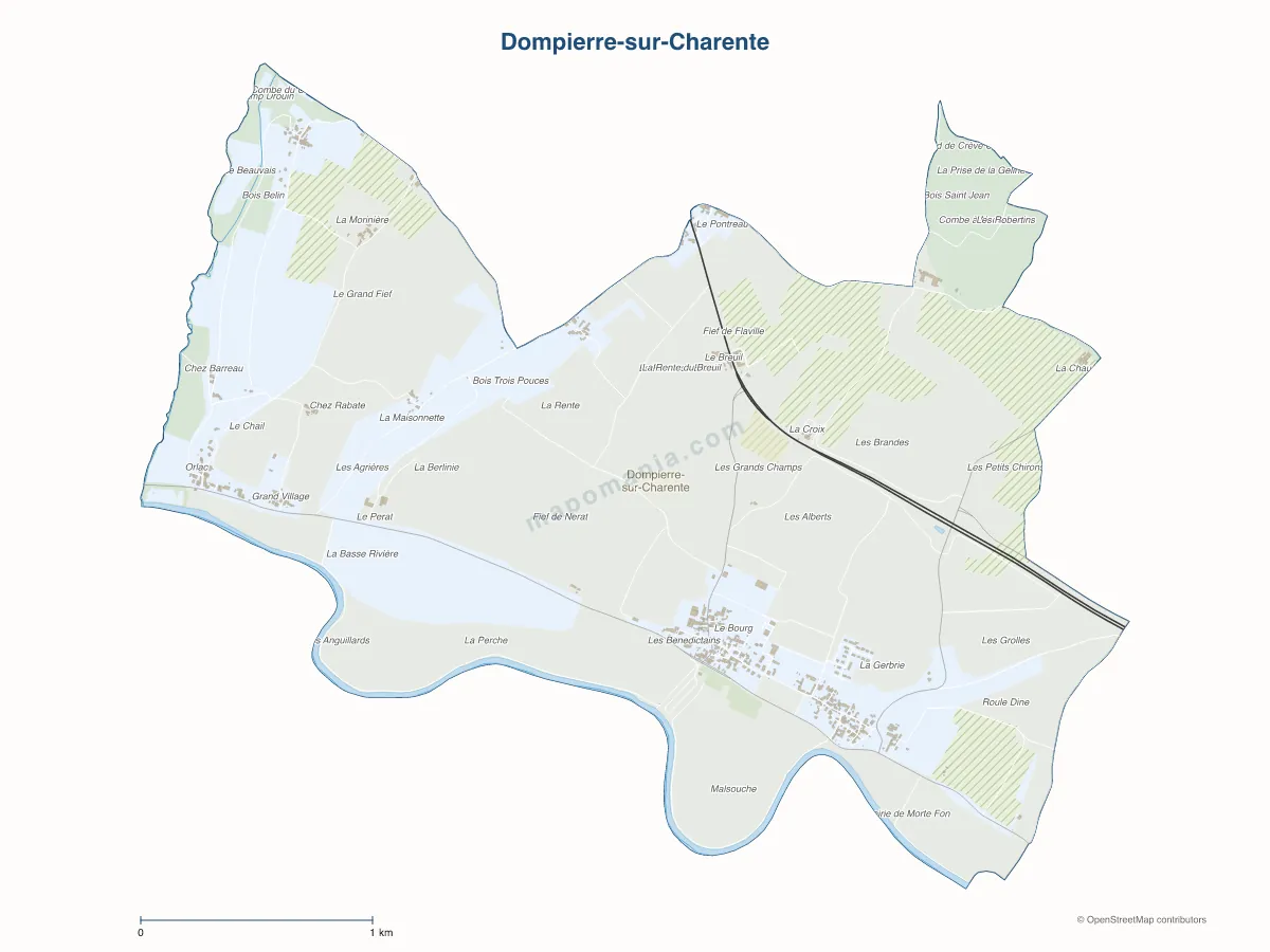 Carte de Dompierre-sur-Charente à personnaliser
