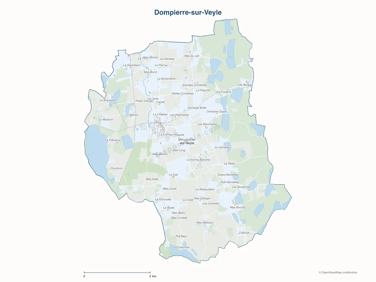 Carte de Dompierre-sur-Veyle à personnaliser