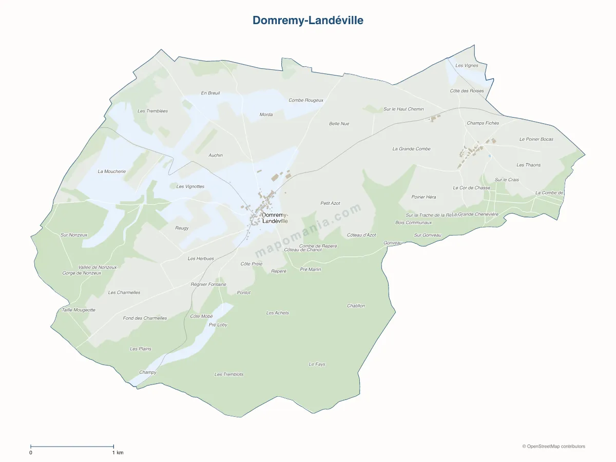 Carte de Domremy-Landéville à personnaliser