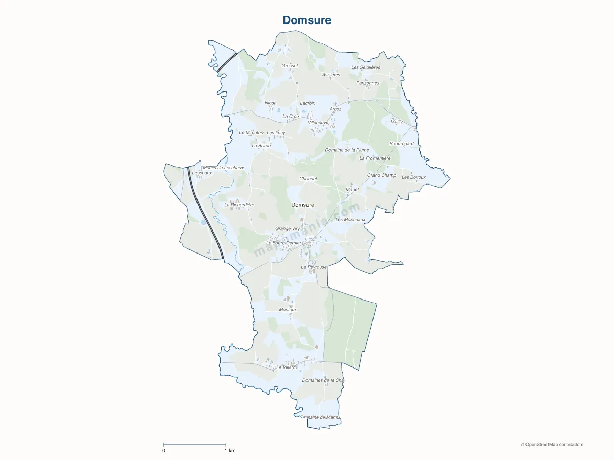 Carte de Domsure à personnaliser