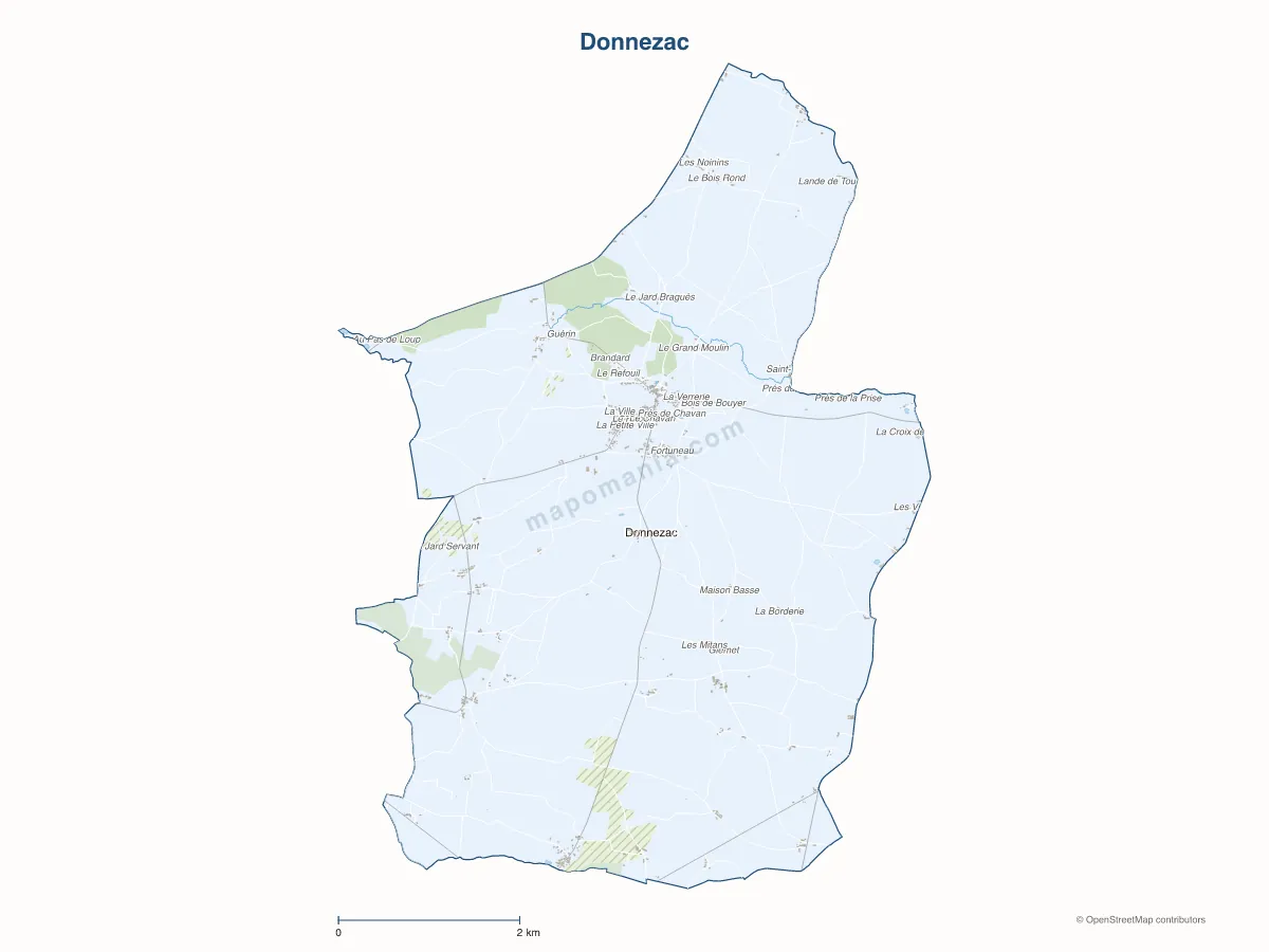 Carte de Donnezac à personnaliser