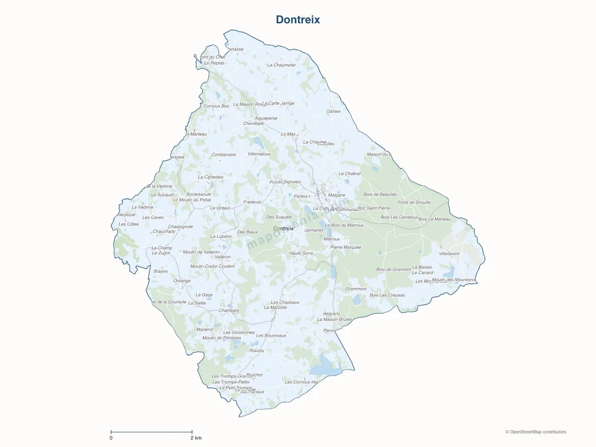 Carte de Dontreix à personnaliser