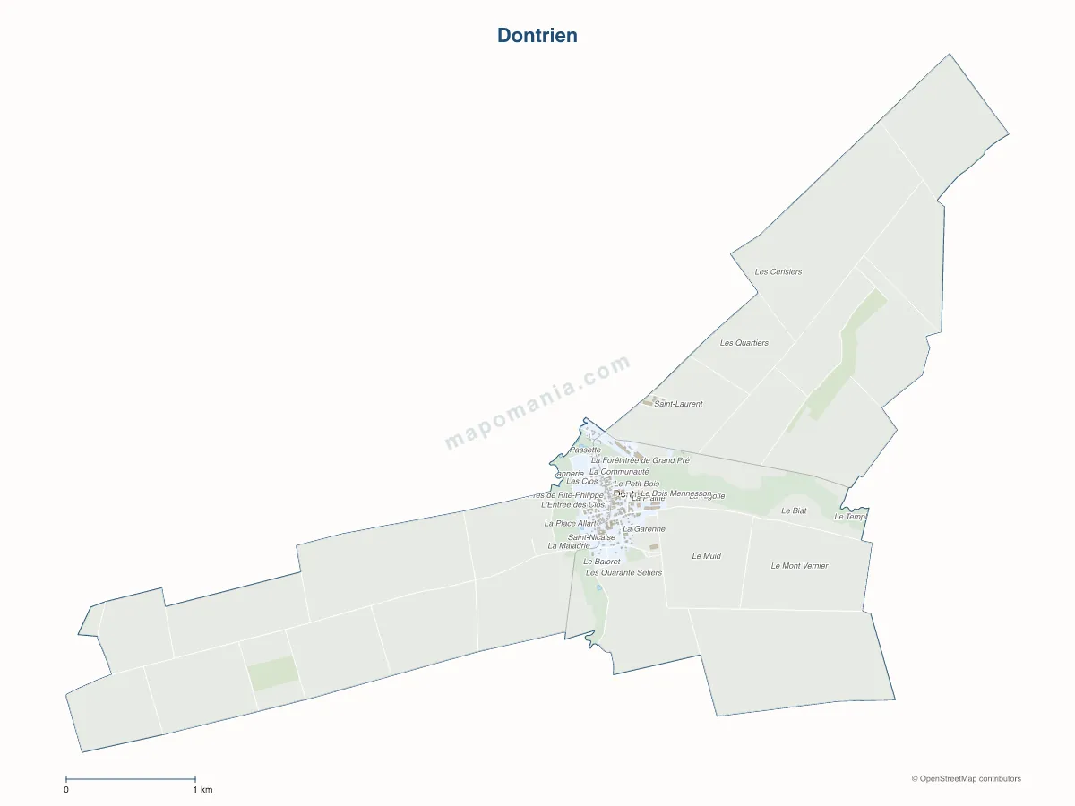 Carte de Dontrien à personnaliser