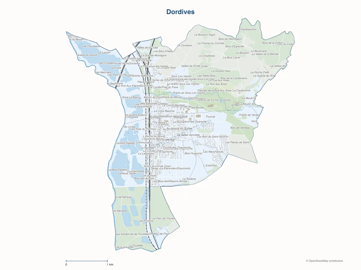 Carte de Dordives à personnaliser