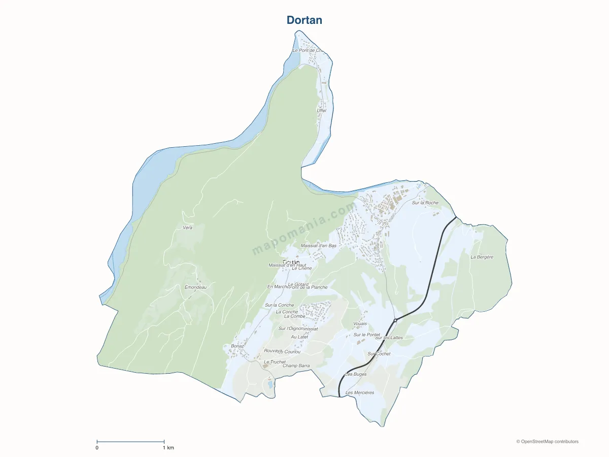 Carte de Dortan à personnaliser