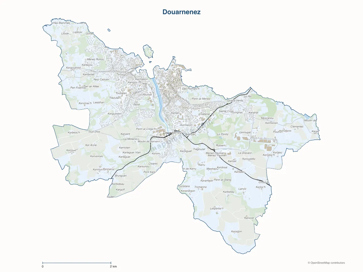 Carte de Douarnenez à personnaliser