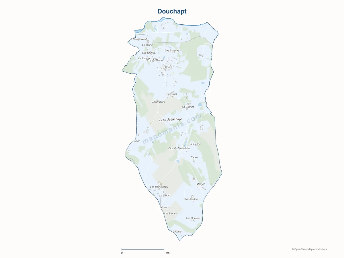 Carte de Douchapt à personnaliser