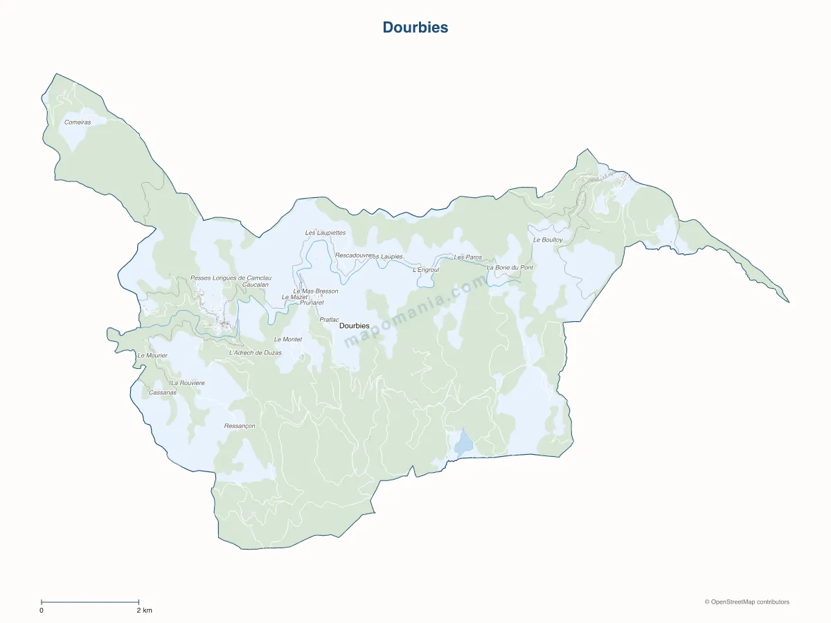 Carte de Dourbies à personnaliser
