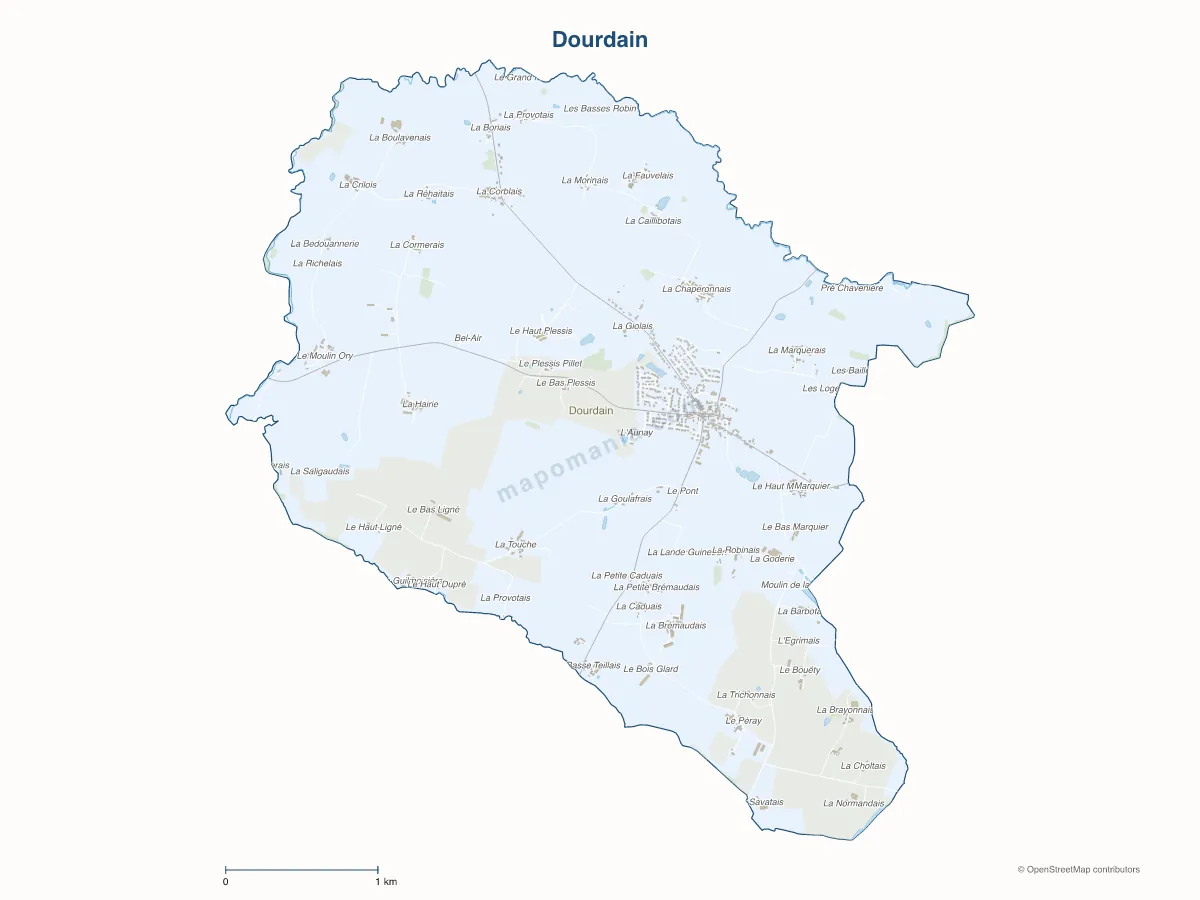 Carte de Dourdain à personnaliser