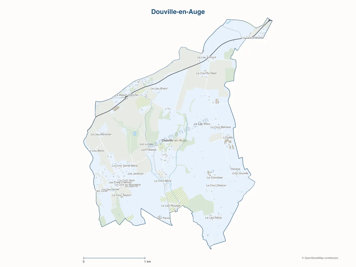 Carte de Douville-en-Auge à personnaliser