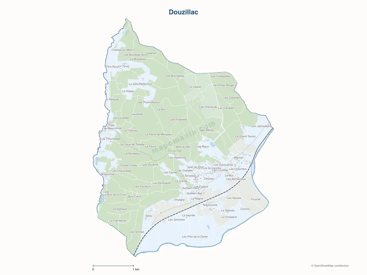 Carte de Douzillac à personnaliser