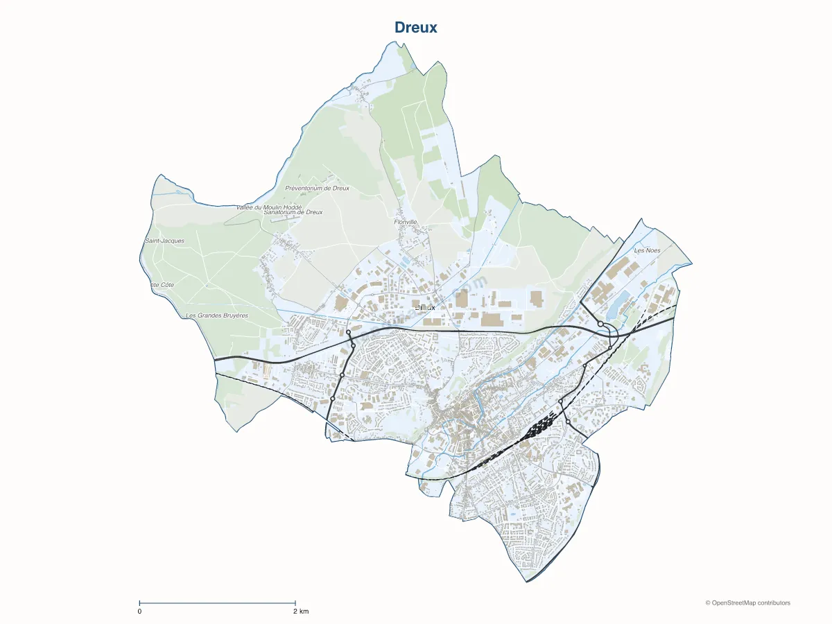 Carte de Dreux à personnaliser