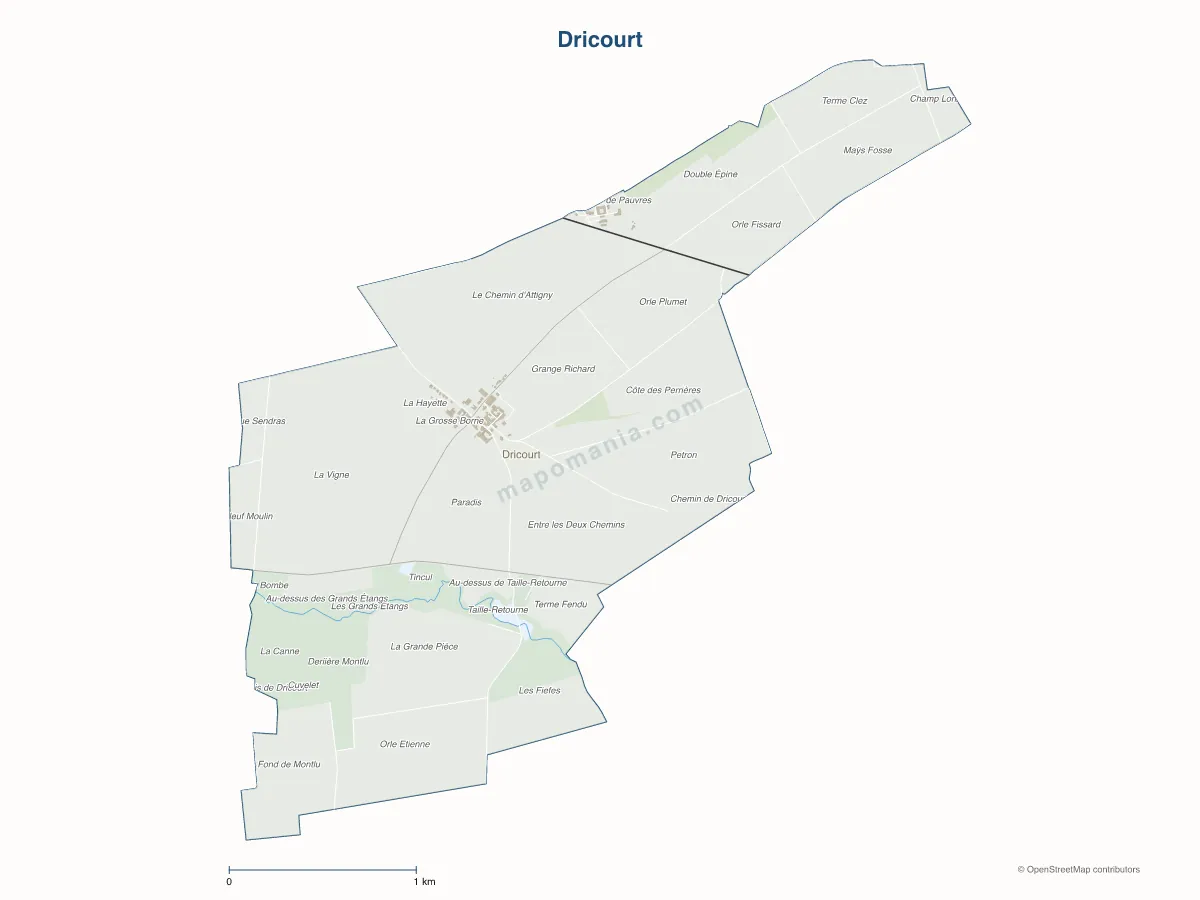 Carte de Dricourt à personnaliser