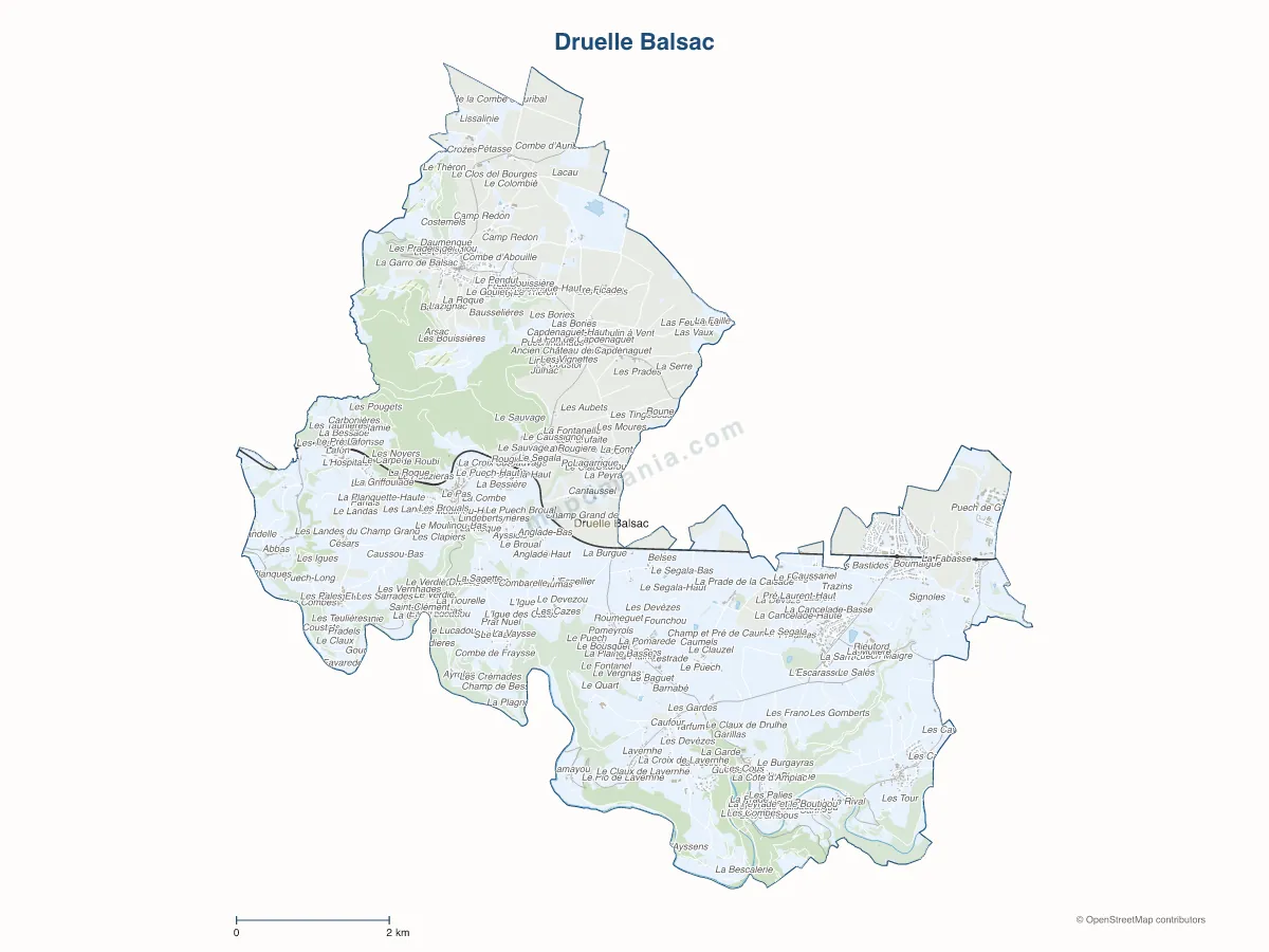 Carte de Druelle Balsac à personnaliser