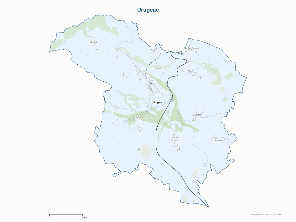 Carte de Drugeac à personnaliser