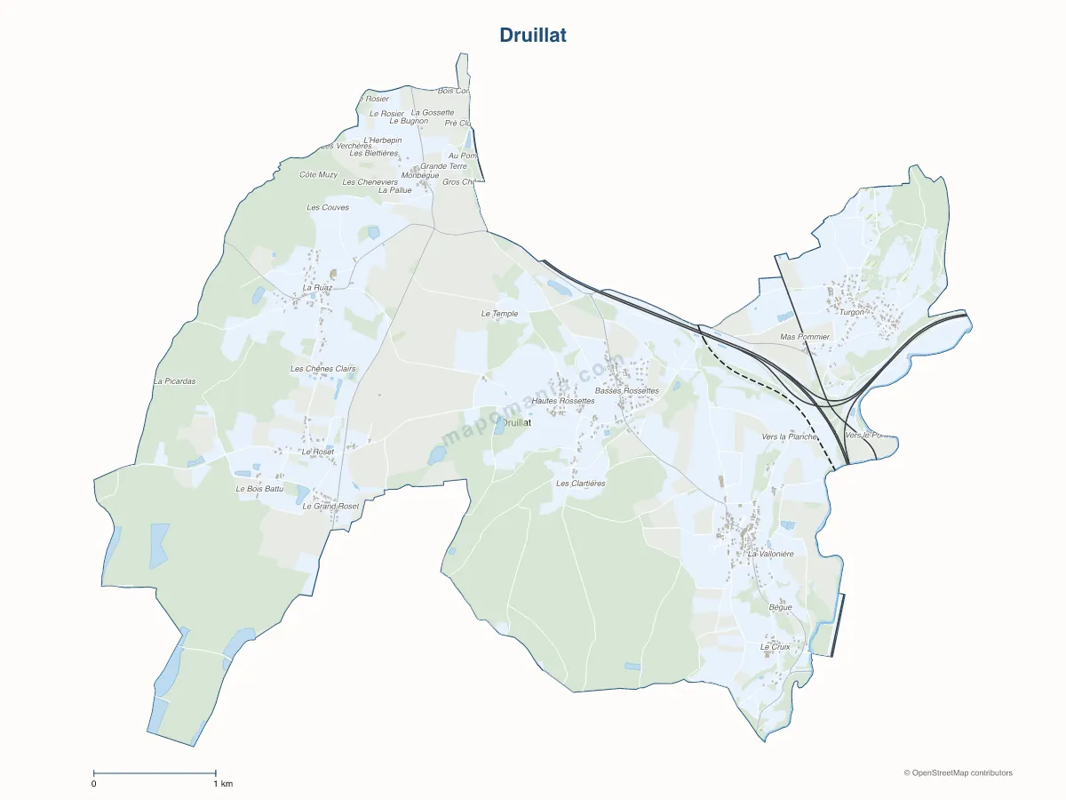Carte de Druillat à personnaliser
