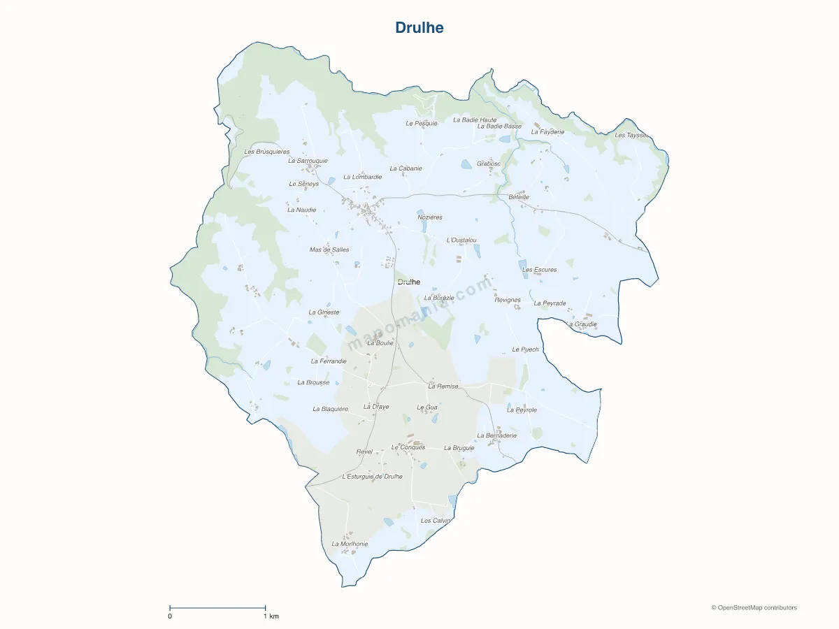 Carte de Drulhe à personnaliser