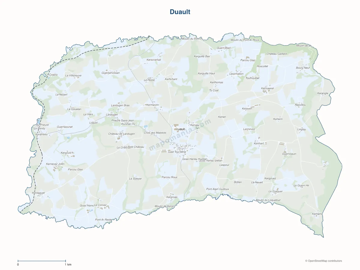 Carte de Duault à personnaliser